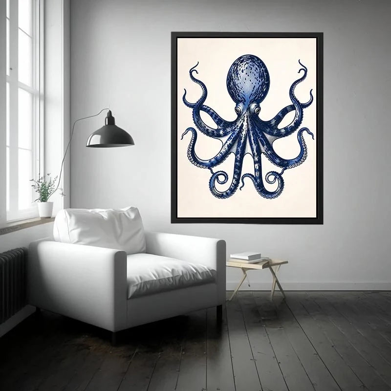 Vintage octopus illustration on cream paper