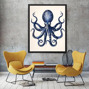 Vintage octopus illustration on cream paper