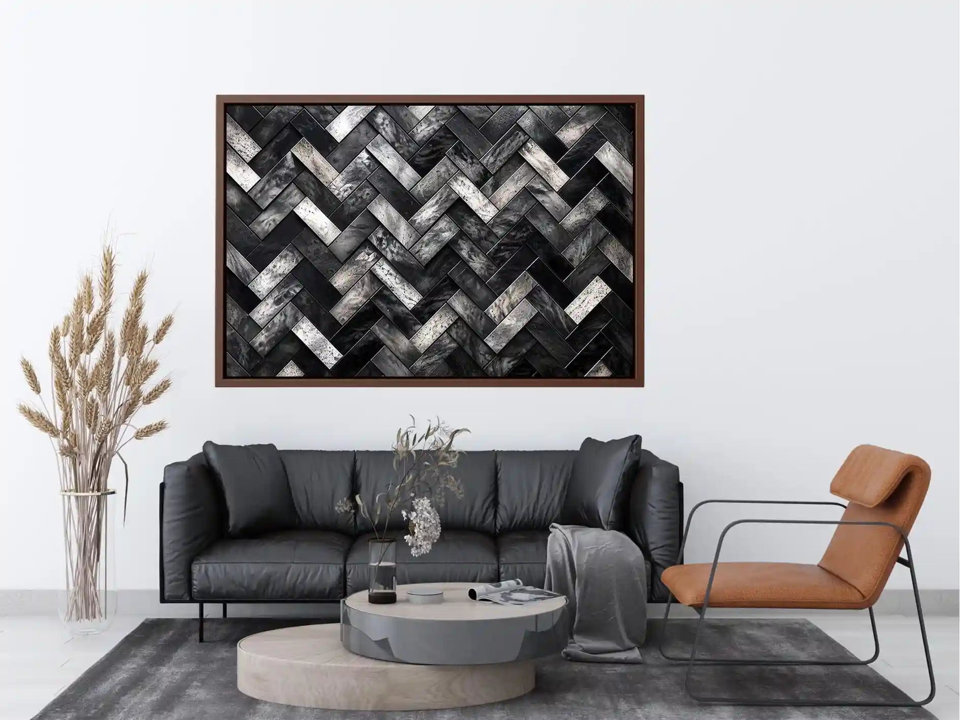 Monochrome herringbone stone pattern