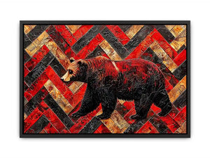 Bold bear in textured herringbone pattern