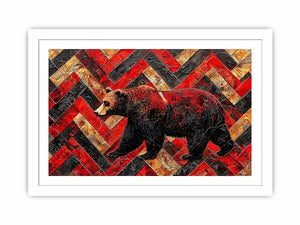 Bold bear in textured herringbone pattern