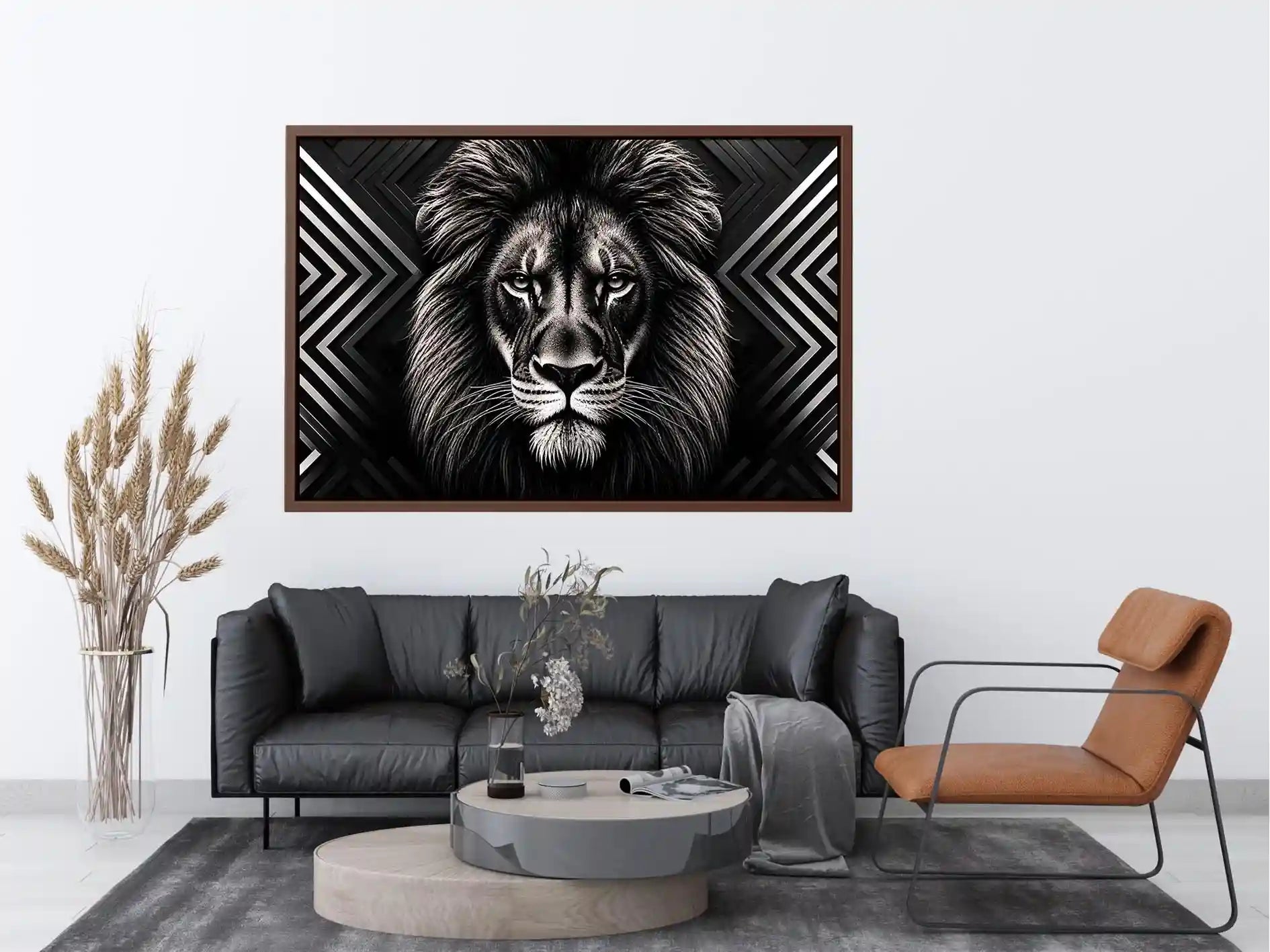 Majestic lion with geometric elegance