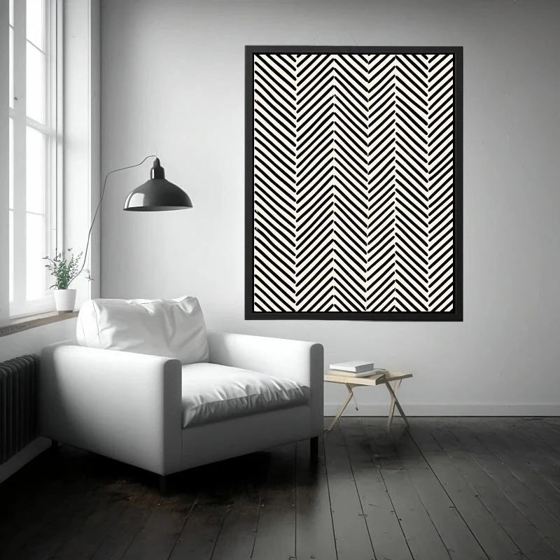 Monochrome chevron pattern on cream