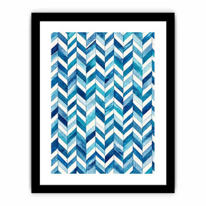 Abstract blue chevron watercolor pattern