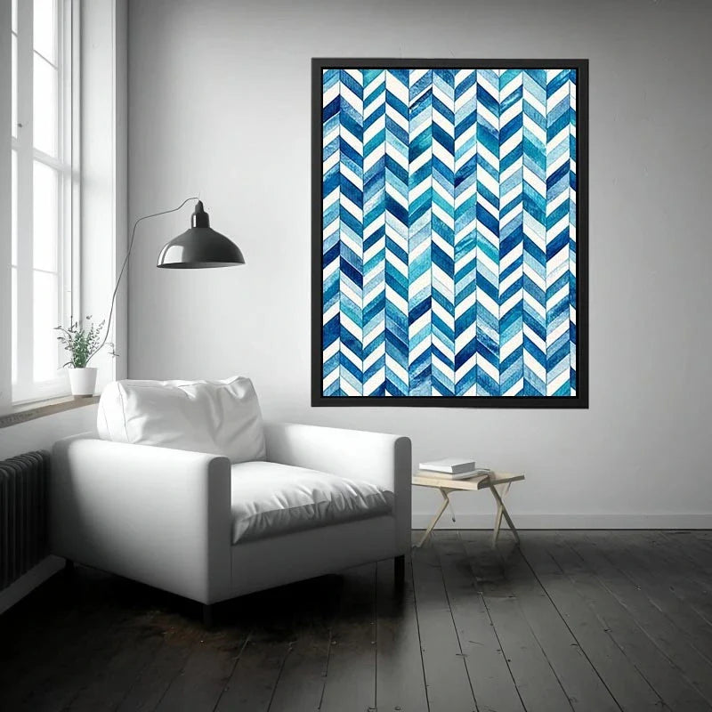 Abstract blue chevron watercolor pattern