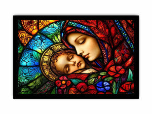 Sacred embrace in stained glass