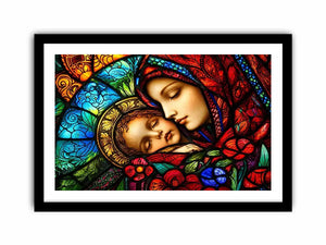 Sacred embrace in stained glass
