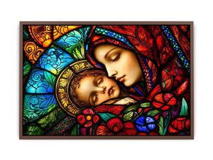 Sacred embrace in stained glass