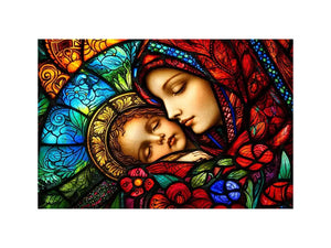 Sacred embrace in stained glass