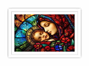 Sacred embrace in stained glass