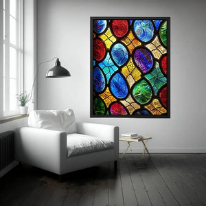 Vibrant stained glass mosaic close-up