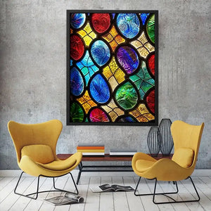 Vibrant stained glass mosaic close-up