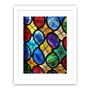 Vibrant stained glass mosaic close-up