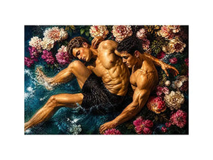 Intimate embrace in blooming water