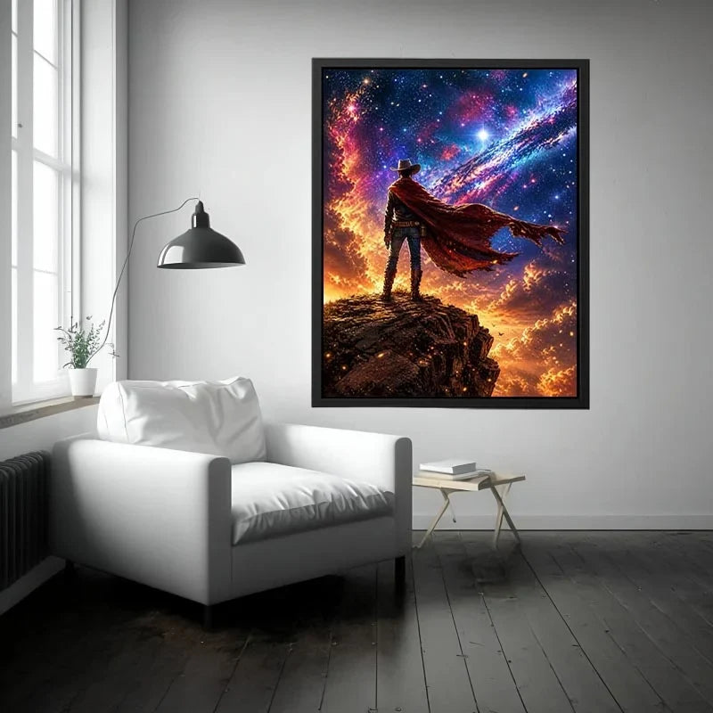 Cosmic outlaw on a rugged cliff