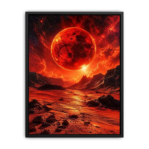 Crimson valley under a fiery sky