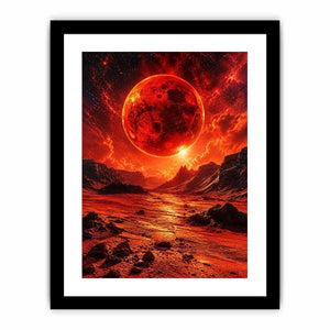 Crimson valley under a fiery sky
