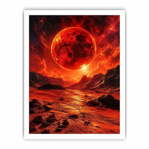 Crimson valley under a fiery sky