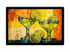 Vibrant margaritas with citrus slices