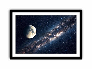 A cosmic dance of moon and stars