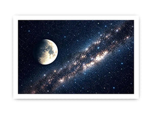 A cosmic dance of moon and stars