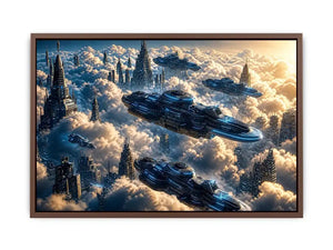 Futuristic city above the clouds