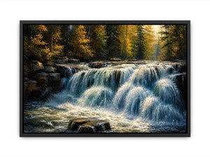 Autumn cascade in forest wilderness