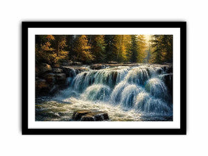 Autumn cascade in forest wilderness