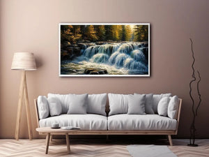 Autumn cascade in forest wilderness