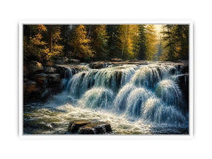 Autumn cascade in forest wilderness