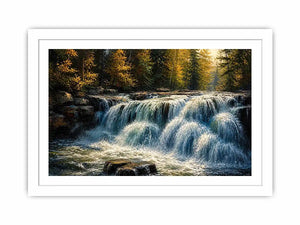 Autumn cascade in forest wilderness