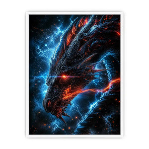 Fierce fiery dragon in cosmic storm