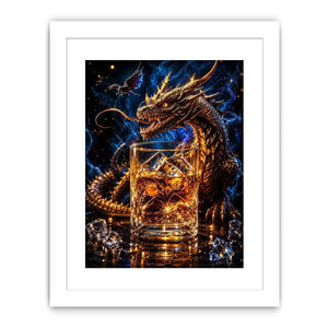 Dragon and whiskey in golden glow
