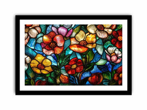 Vibrant stained-glass floral mosaic