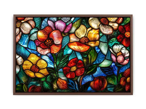 Vibrant stained-glass floral mosaic