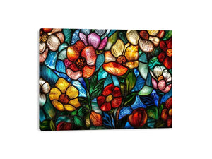 Vibrant stained-glass floral mosaic