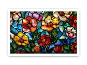 Vibrant stained-glass floral mosaic