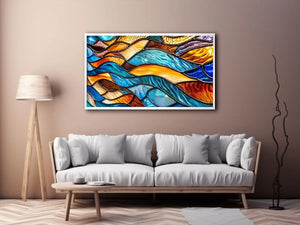 Vibrant stained-glass wave pattern