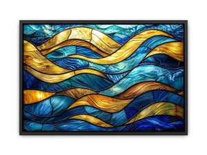 Abstract stained-glass ocean waves