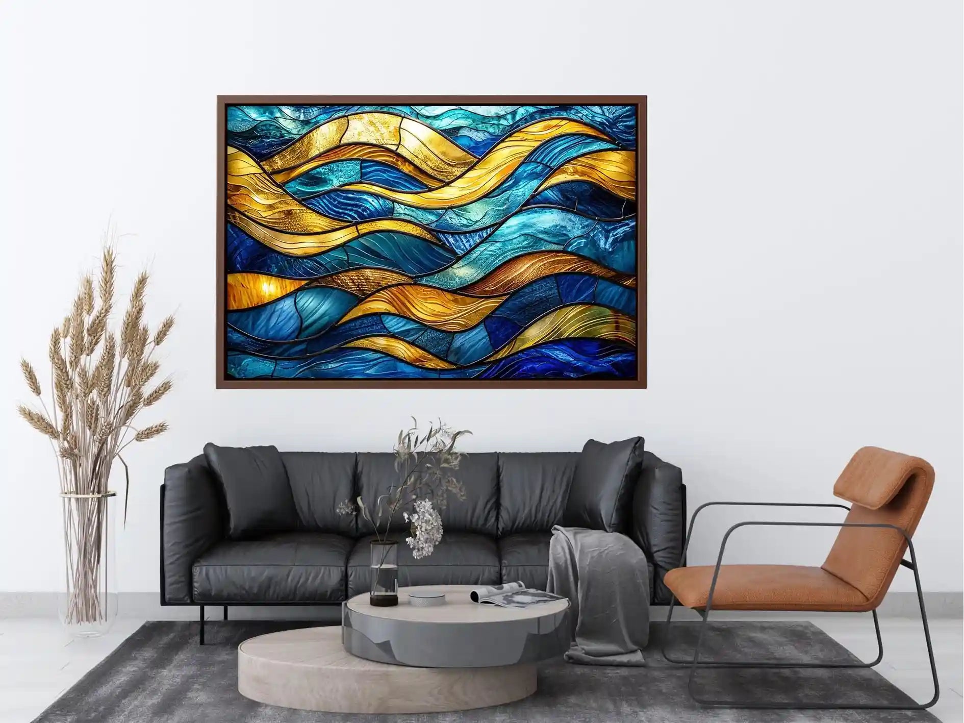 Abstract stained-glass ocean waves