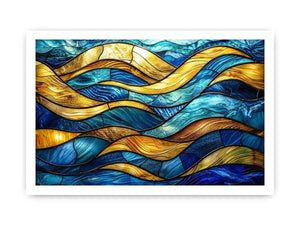 Abstract stained-glass ocean waves