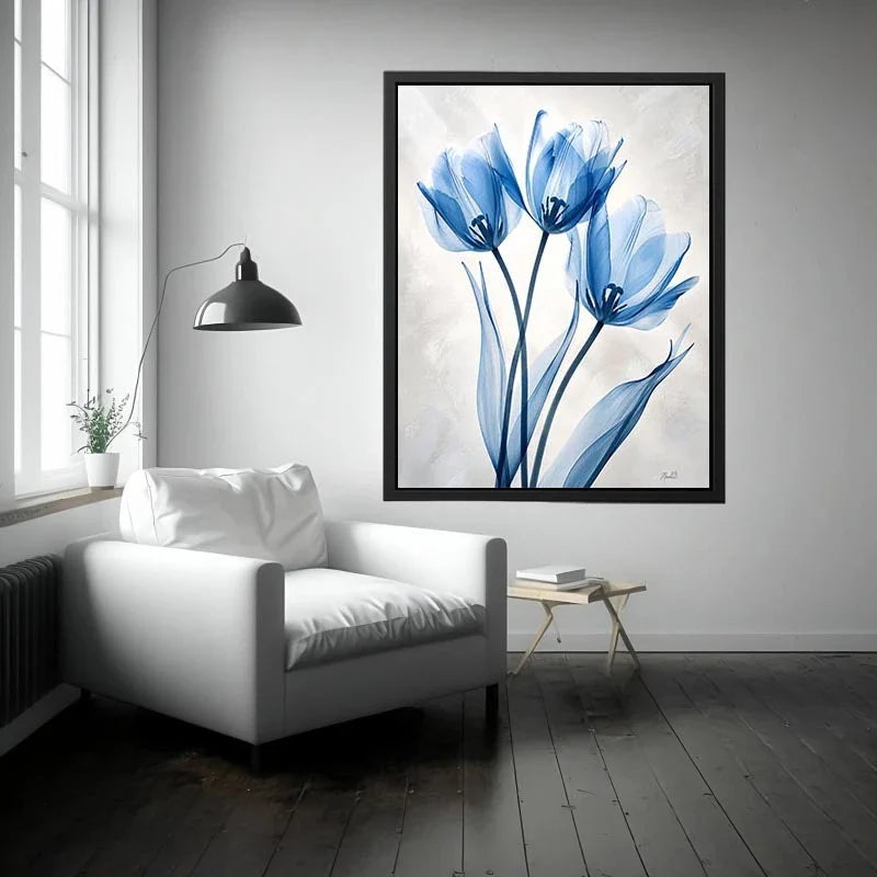 Delicate blue tulips in watercolor style