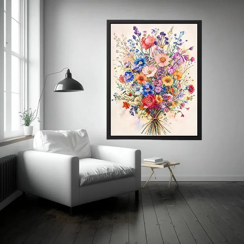 Spring wildflower bouquet in watercolor