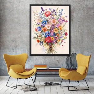 Spring wildflower bouquet in watercolor