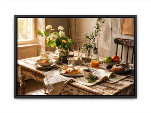 Cozy farmhouse breakfast in morning light