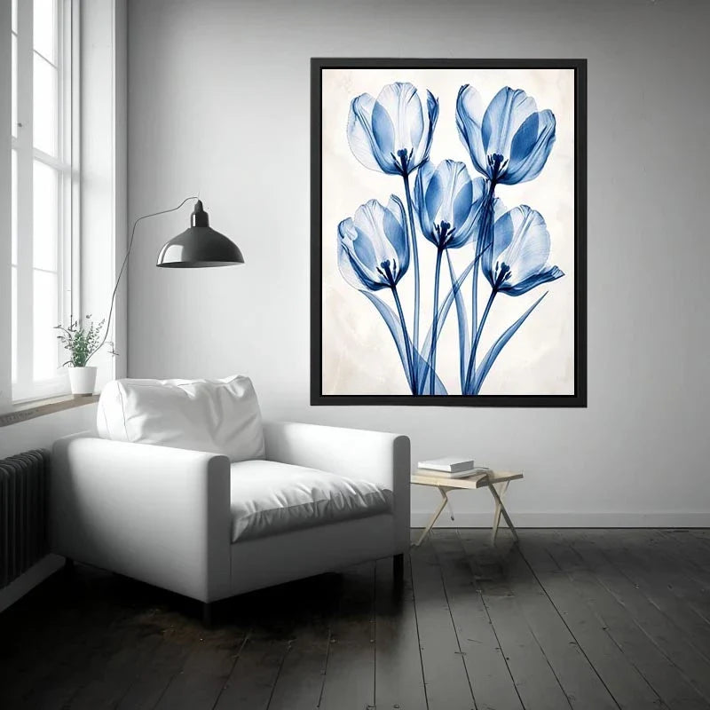 Delicate blue tulips in soft composition