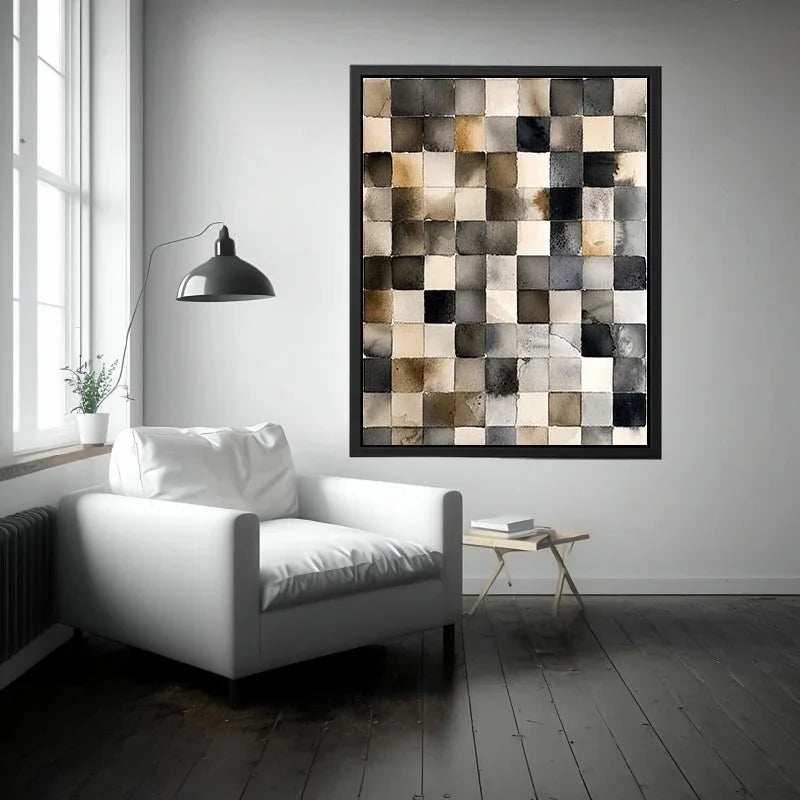 Neutral grid in watercolor abstraction