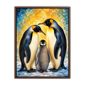 Penguin family in glowing harmony