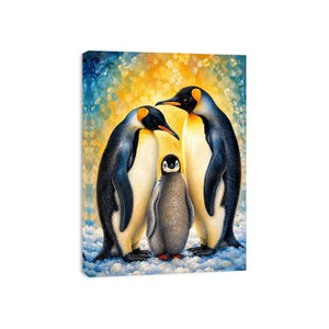 Penguin family in glowing harmony