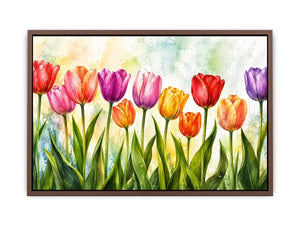 Spring tulip garden in watercolor wash